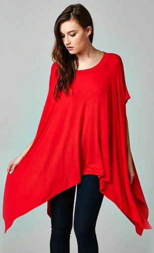 Fashion Cloak with Batwing Sleeves in Red