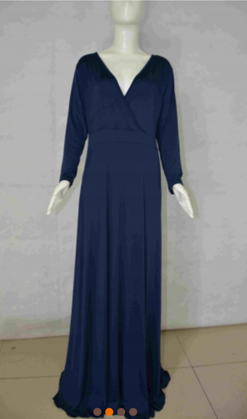 Women Plus Size Deep V-neck Solid Color Maxi Dress